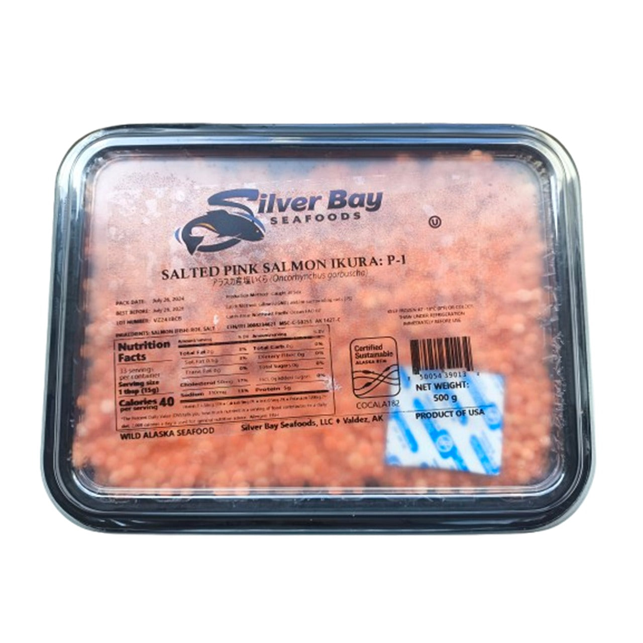 Kawior z ikry dzikiego łososia gorbusza mrożony, bez konserwantów, 500g