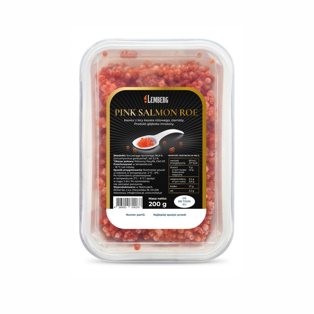 Kawior z dzikiego łososia gorbusza mrożony, bez konserwantów, 200g