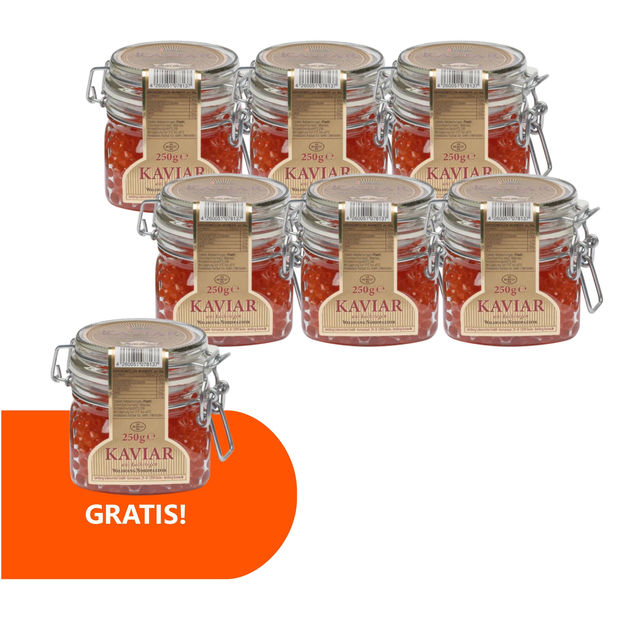 Chum Salmon Caviar GOLD LABEL 250g 6 + 1 Gratis