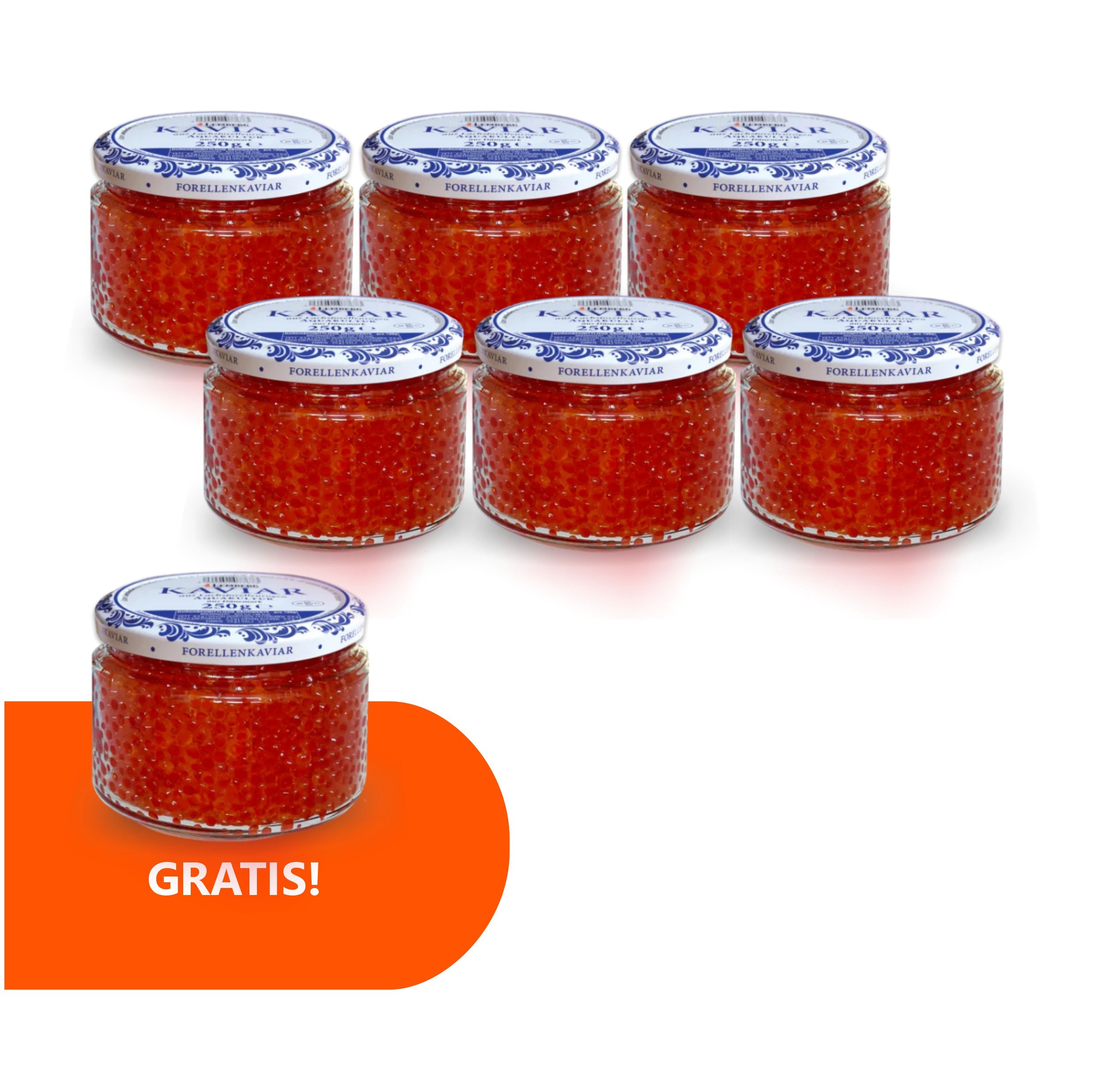 Kawior z pstrąga łososiowego 250g x 6 + 1 Gratis