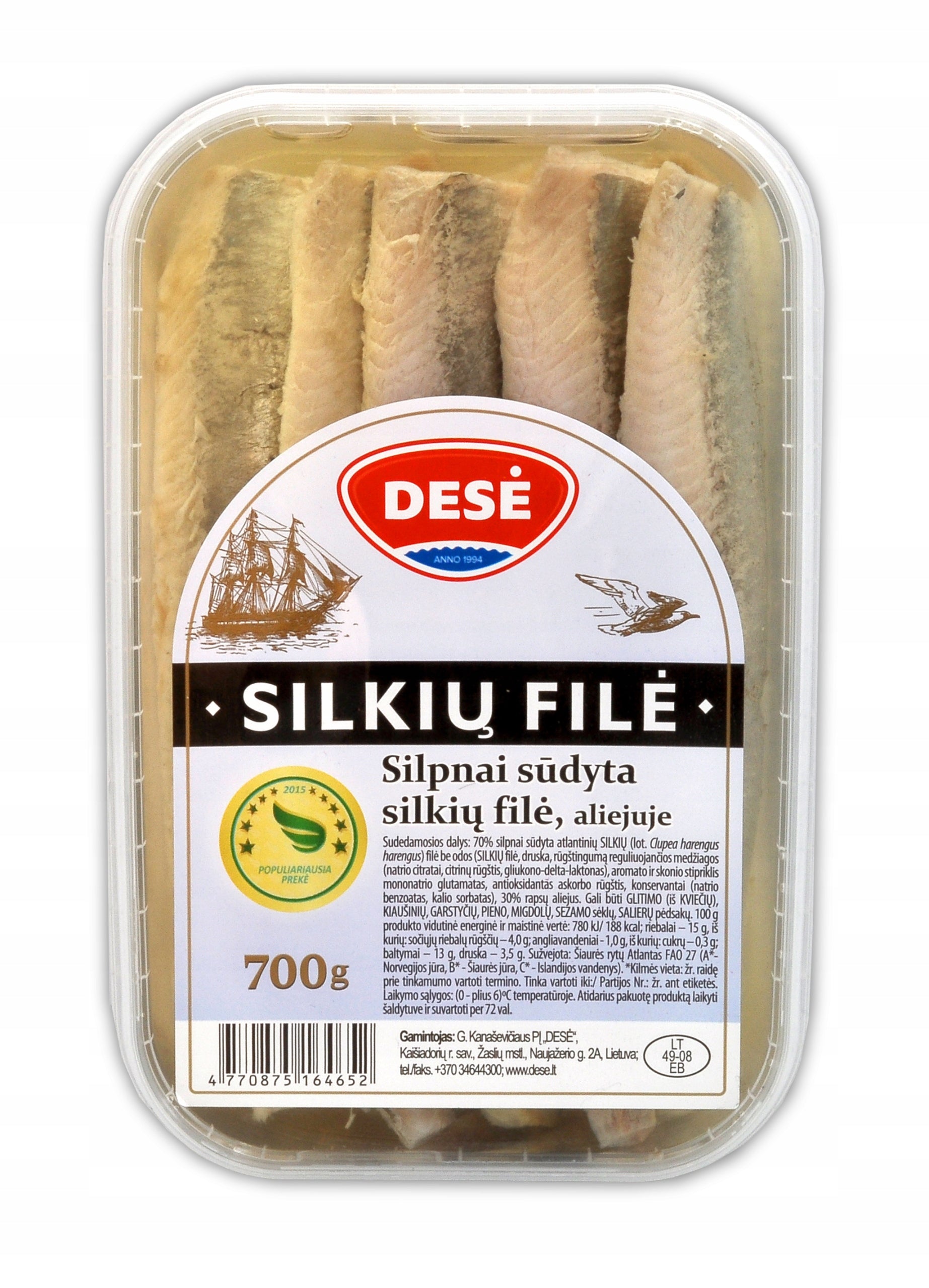 Litewskie filety śledziowe w oleju 700 g -  DESE