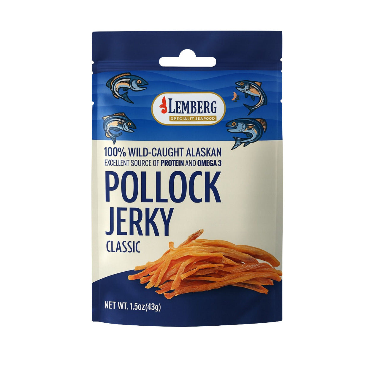 Paski fileta z mintaja, solone, suszone, 42 g