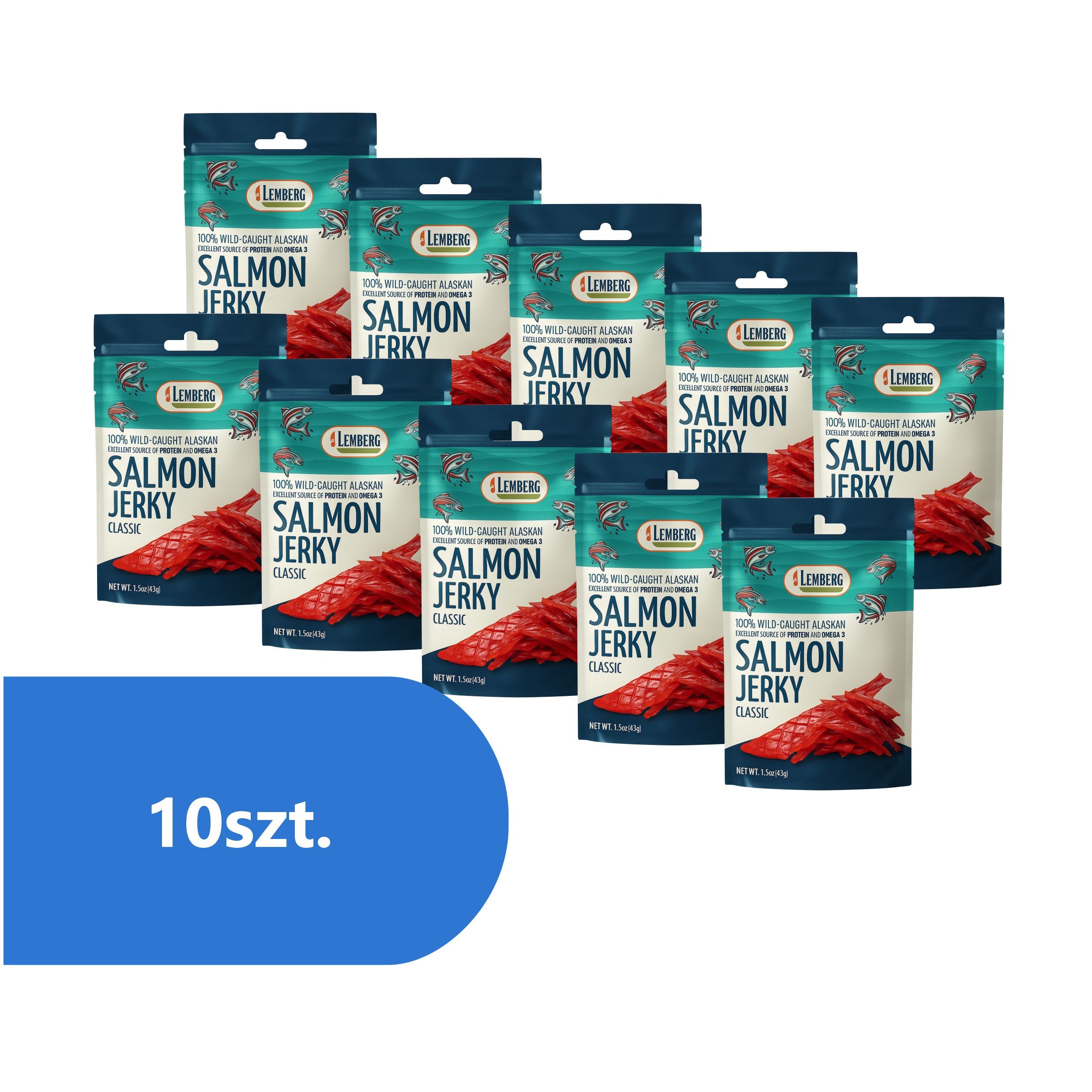 Strips of Salmon fillet, salted, dried 10 x 42g