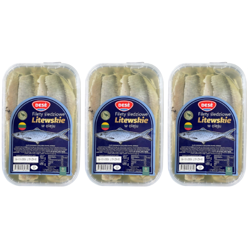 SET 3 x Lithuanian Herring Fillets in Oil 700 g – DESE