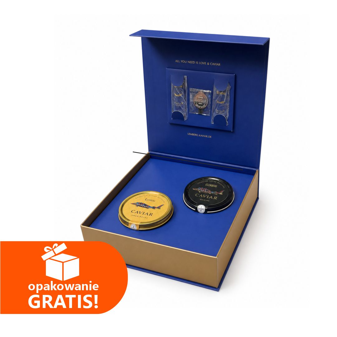 Zestaw Prezentowy Kawior z jesiotra OSIETRA & AMUR ROYAL Caviar, 2 x 100g